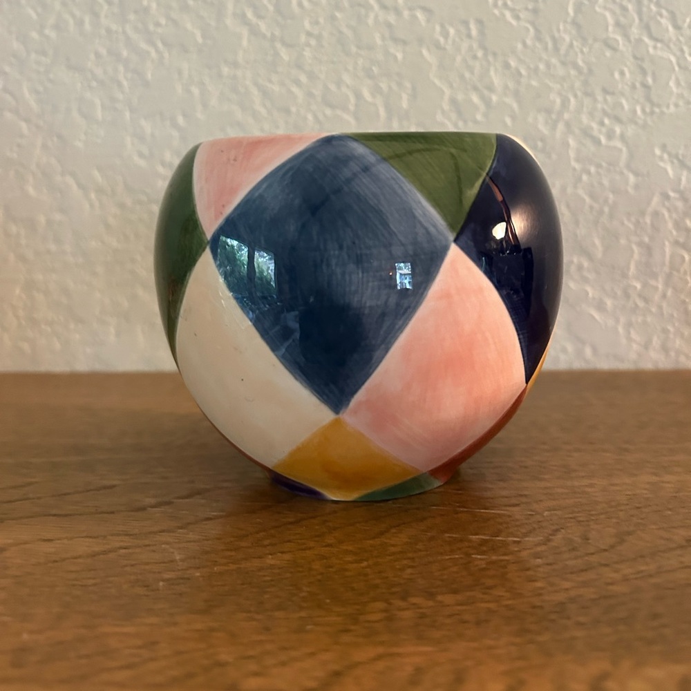 Carnival Geometric Ceramic  small flower pot.